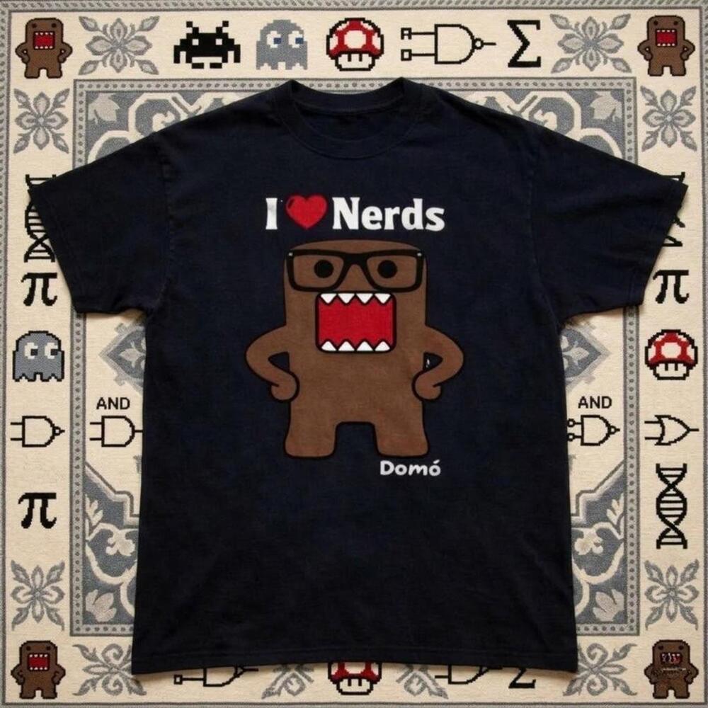 Domo I Love Nerds Black Cotton T-Shirt